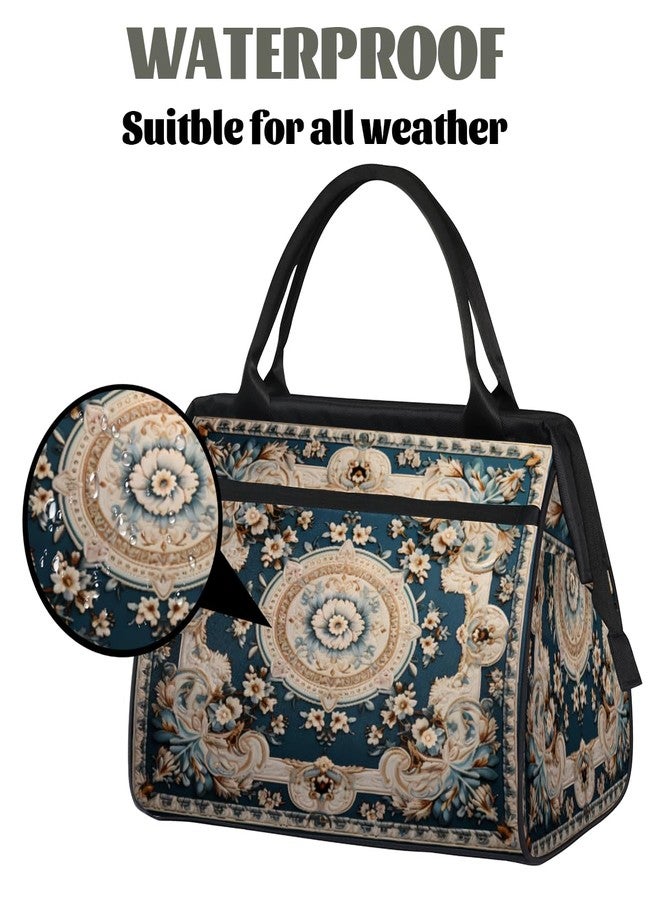 cfpolar Carpet Flowers Patterns Gym Bag for Women Men, Travel Sports Duffel Bag with Trolley Sleeve, Waterproof Sports Gym Bags Weekender Overnight Carry On Tote Bags for Travel Sport - Image 3